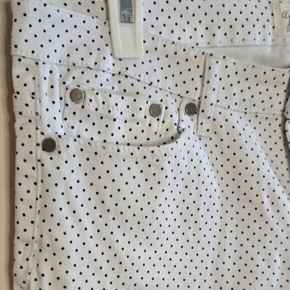 Andrea Jovine Polka Dot Skinny Jeans Women's Size 8 White Black Stretch Denim - Picture 11 of 15